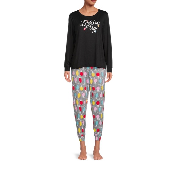 WOMEN’S 2pc CHRISTMAS PAJAMA SET- LIGHTEN UP WITH HOLIDAYS - Picture 2 of 5